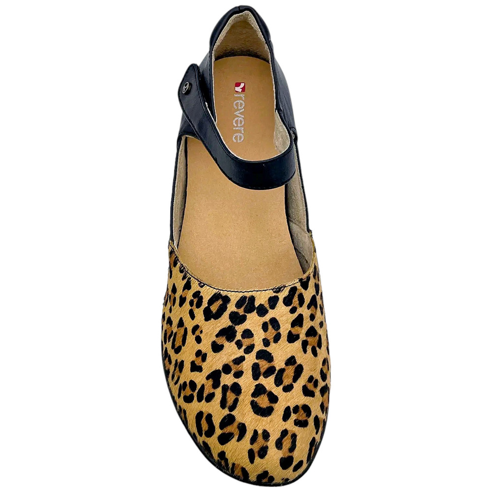 Revere Adjustable Leather Mary Janes Osaka Black Leopard - Wide - Picture 2 of 3